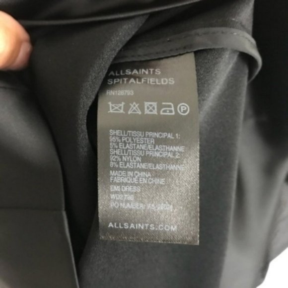 All Saints Emi Black Mesh Bodycon Mini Dress C59 - Picture 7 of 7